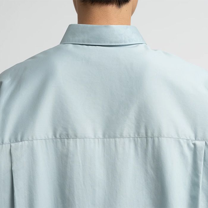Silicon Poplin Oversized Regular Collar Shirt / Smoke Blue