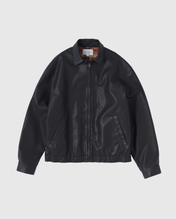 SYNTHETIC LEATHER JACKET / VINTAGE BLACK
