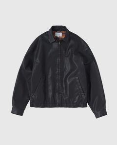 SYNTHETIC LEATHER JACKET / VINTAGE BLACK