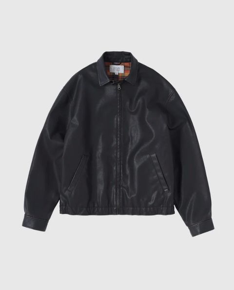 SYNTHETIC LEATHER JACKET / VINTAGE BLACK