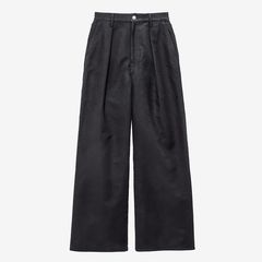 Women / Cotton Double Serge Two Tuck Wide Pants / Black