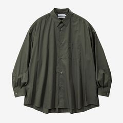 Silicon Poplin Oversized Regular Collar Shirt  / BLACK