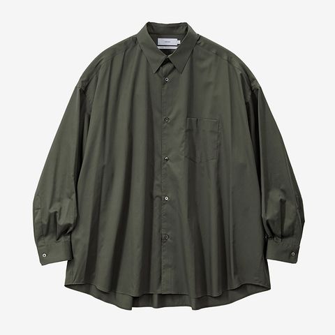 Silicon Poplin Oversized Regular Collar Shirt  / BLACK