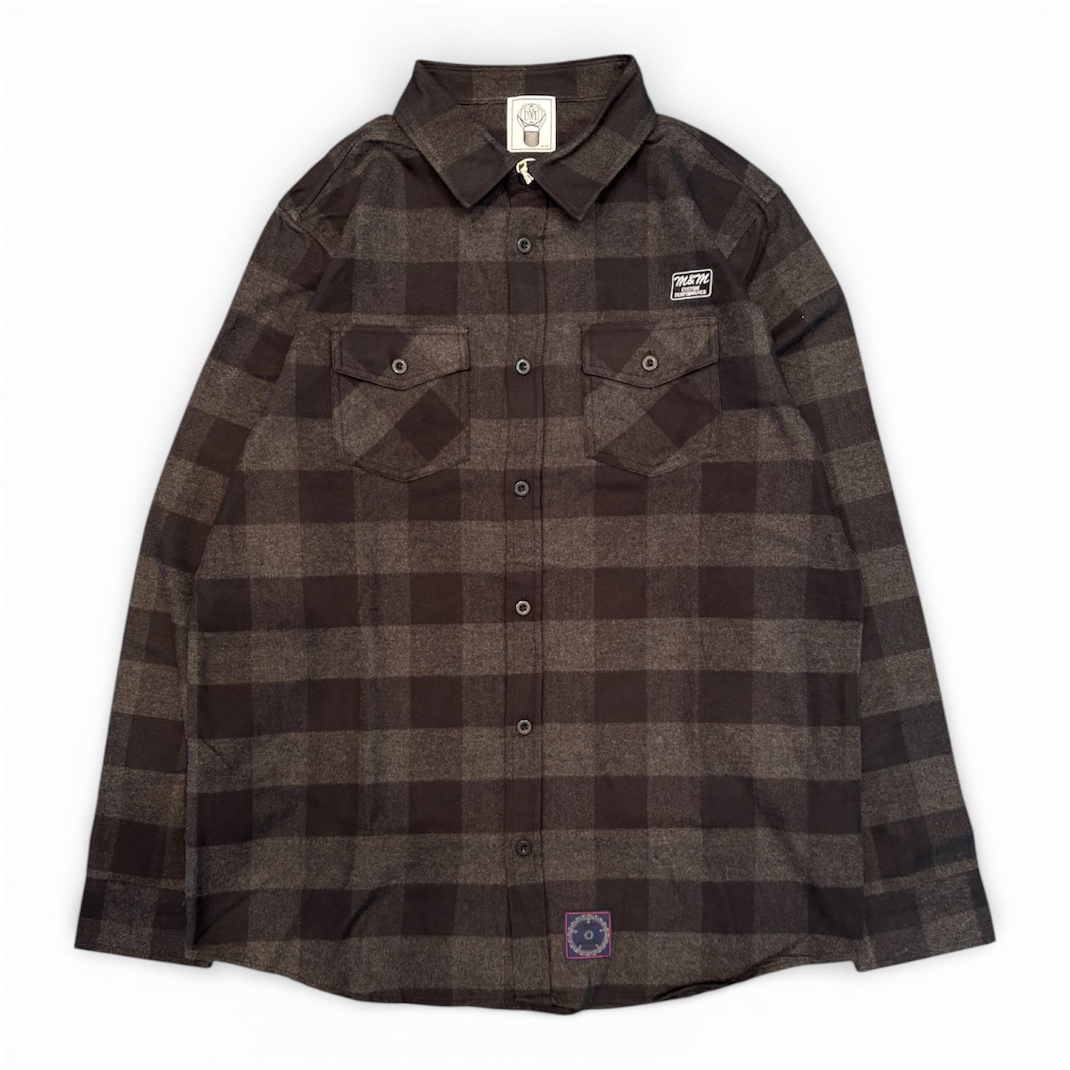 FLANNEL CHECK SHIRT / CHACOAL/BLACK / フランネルシャツ