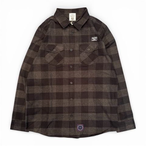 FLANNEL CHECK SHIRT / CHACOAL/BLACK / フランネルシャツ