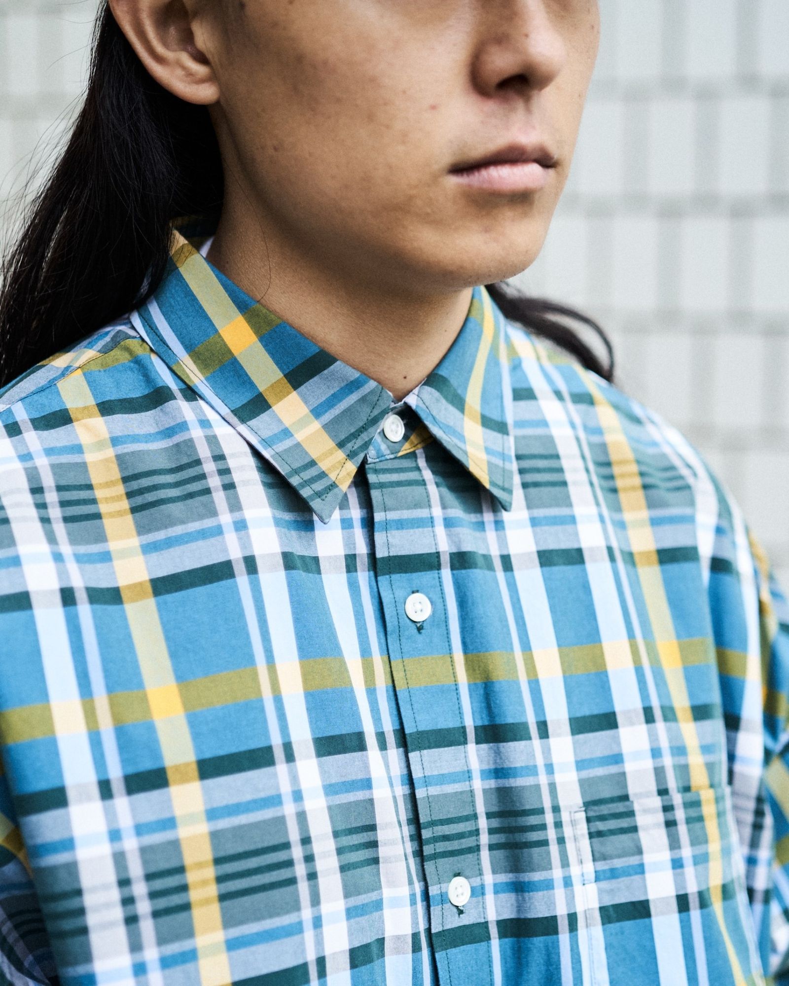 FreshService - CORPORATE CHECK REGULAR COLLAR SHIRT. | Stripe 