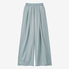 Silicon Poplin Two Tuck Easy Wide Pants / Smoke Blue