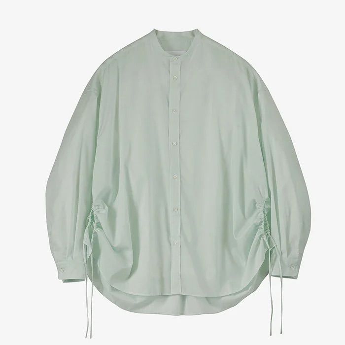 Women / Silicon Lawn Drawstring Band Collar Shirt / Pale Green