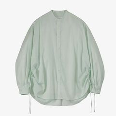 Women / Silicon Lawn Drawstring Band Collar Shirt / Pale Green
