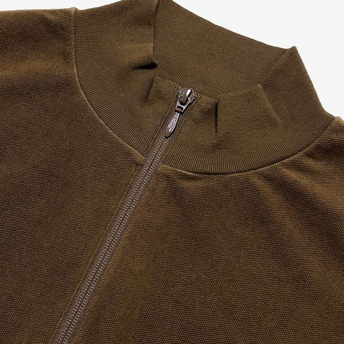 Pique Velour Jersey Half Zip Sweatshirt / Brown