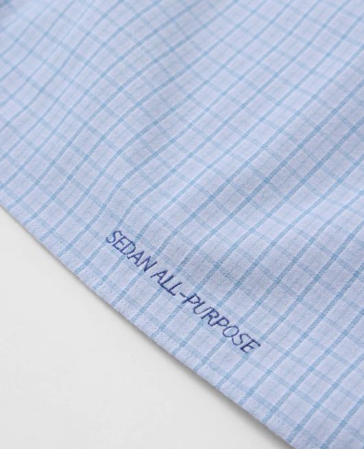 TWILL PLAID BIG BD SHIRT / Grey x Blue
