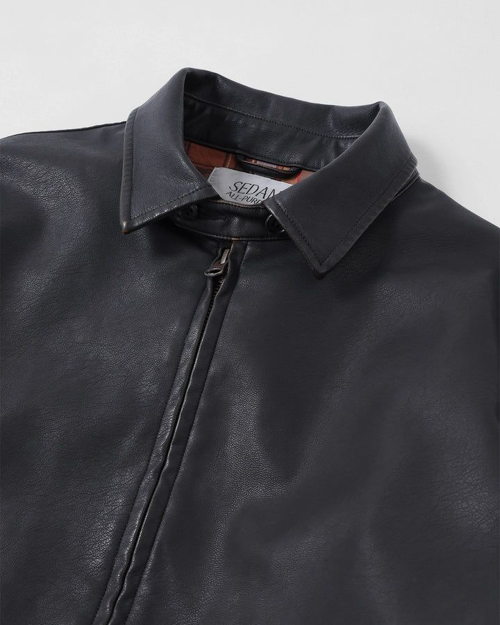 SYNTHETIC LEATHER JACKET / VINTAGE BLACK