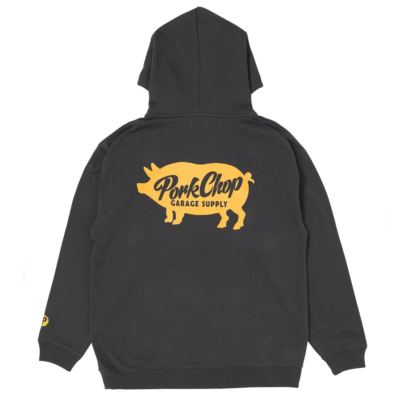SCRIPT PORK HOODIE / ASH BLACK / プリントパーカー