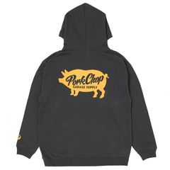 SCRIPT PORK HOODIE / ASH BLACK / プリントパーカー