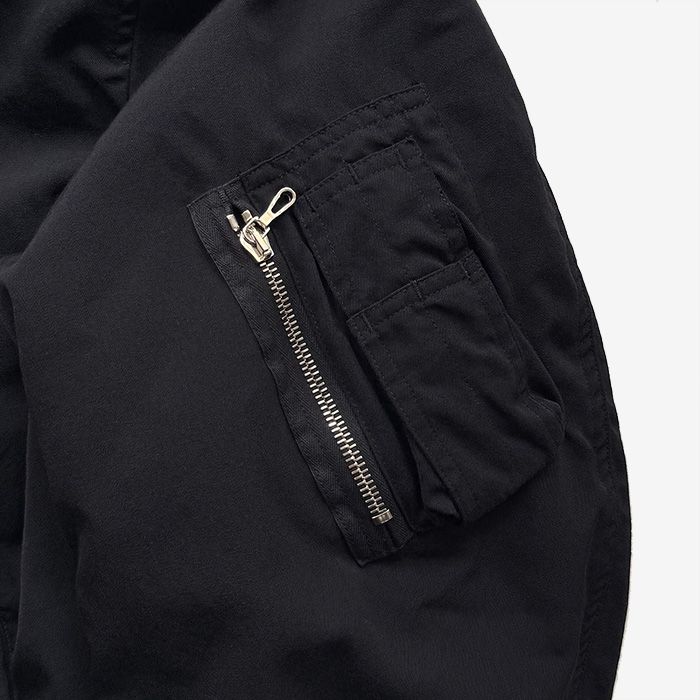 Fulled Wool Twill Flight Jacket / Black