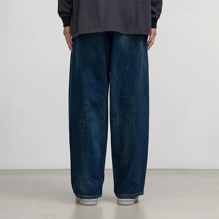 Unisex / Selvage Denim Two Tuck Pants -DARK FADE- / INDIGO DARK FADE