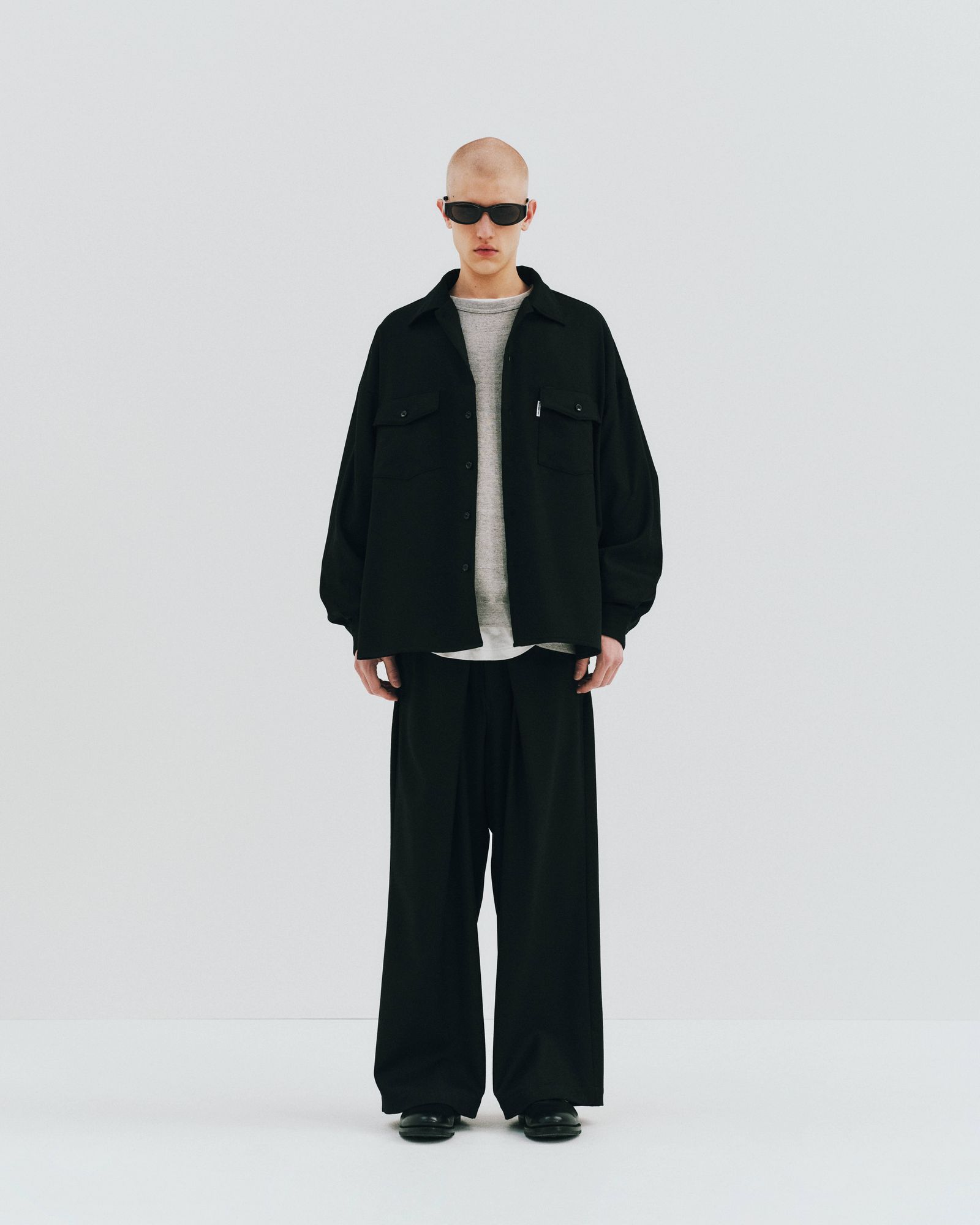 Wool Flano L/S Work Shirt / BLACK /  ワーク シャツ