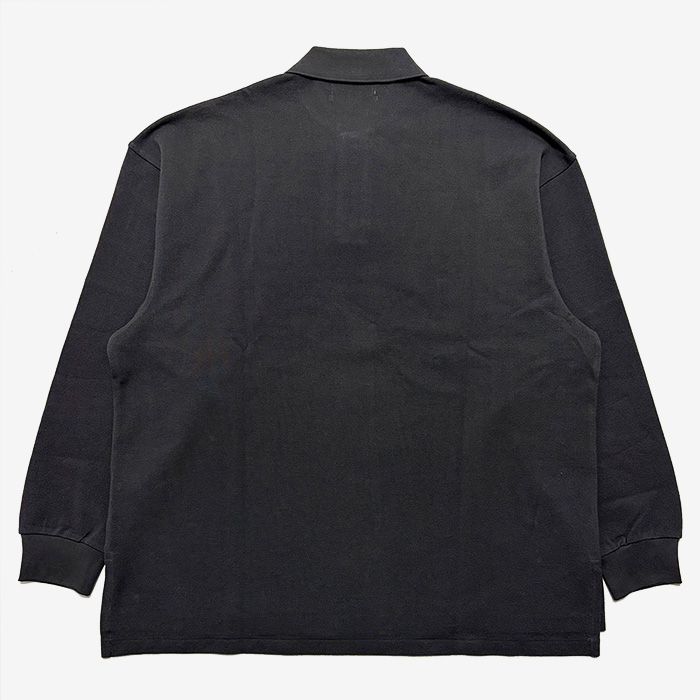 Cotton Pique Jersey L/S Polo / Charcoal