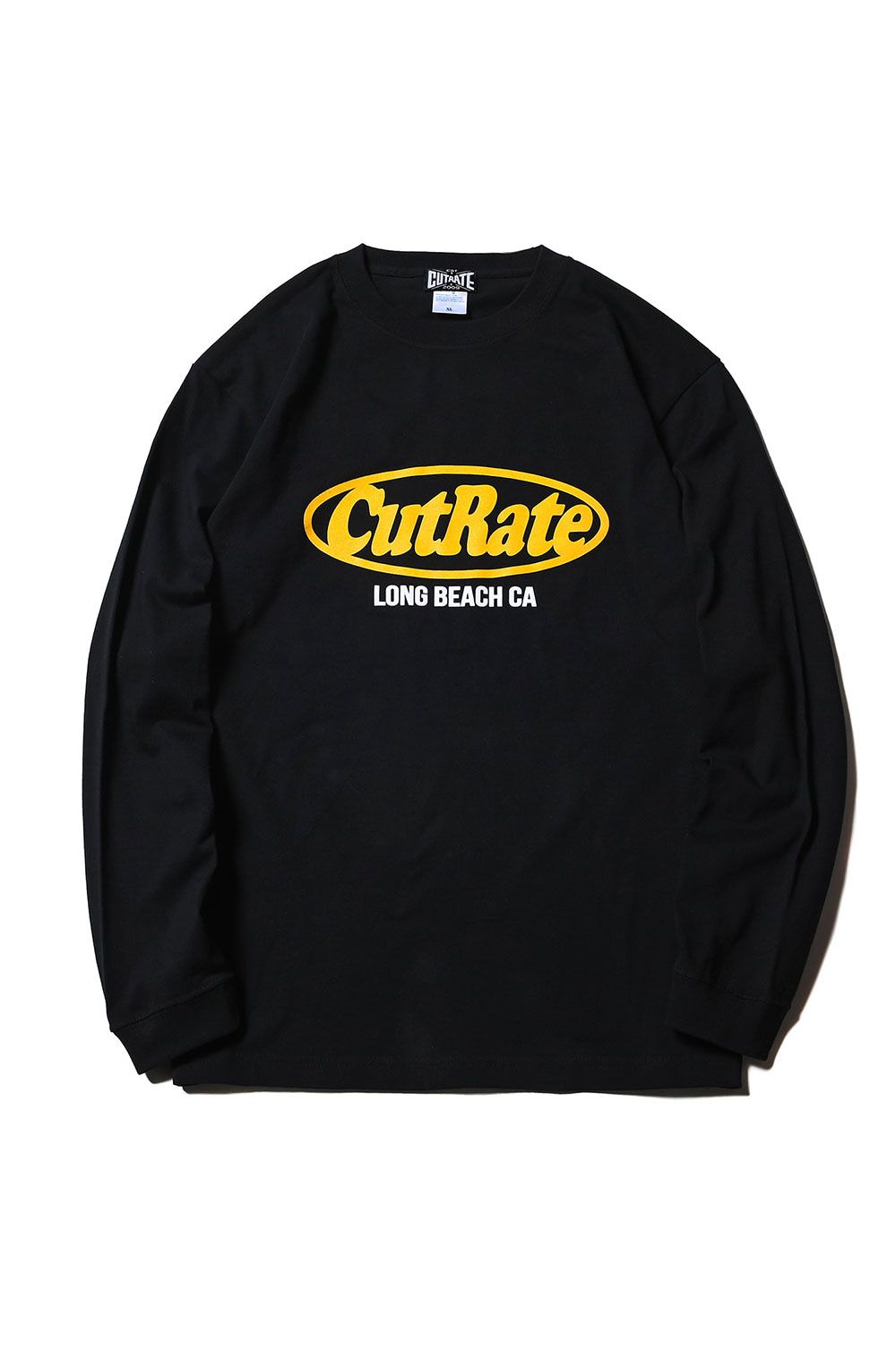 CUTRATE LOGO DROPSHOULDER  L/S T-SHIRT / ブラック×イエロー