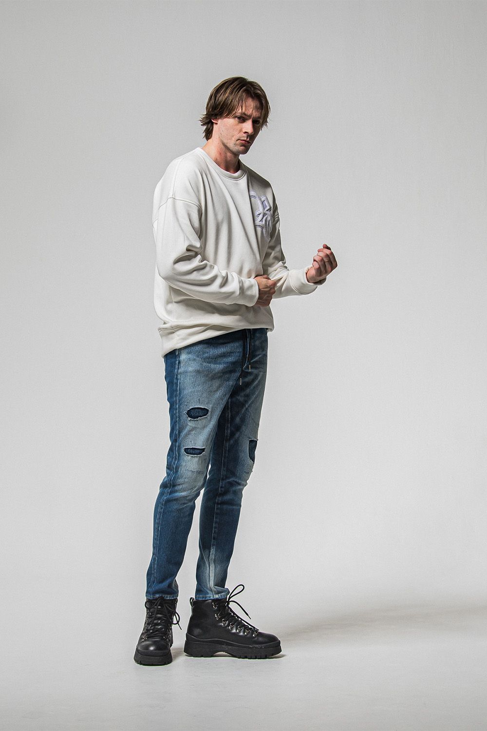 RC chenille velours fleece drop trainer / ホワイト