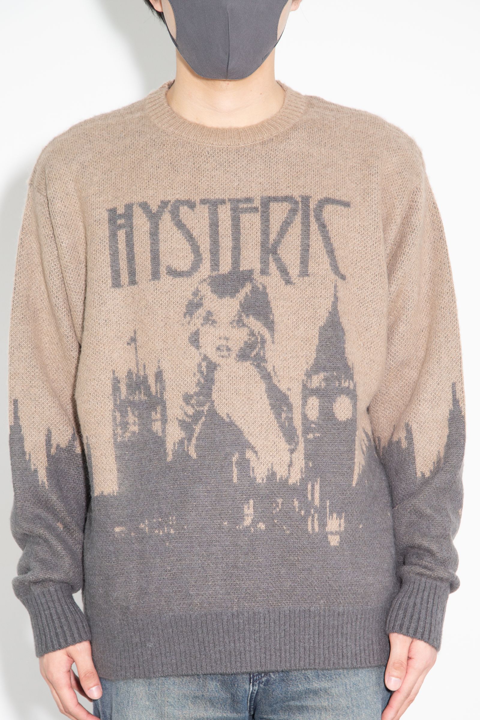 HYSTERIC GLAMOUR - LONDON CALLINGジャカード セーター / ベージュ