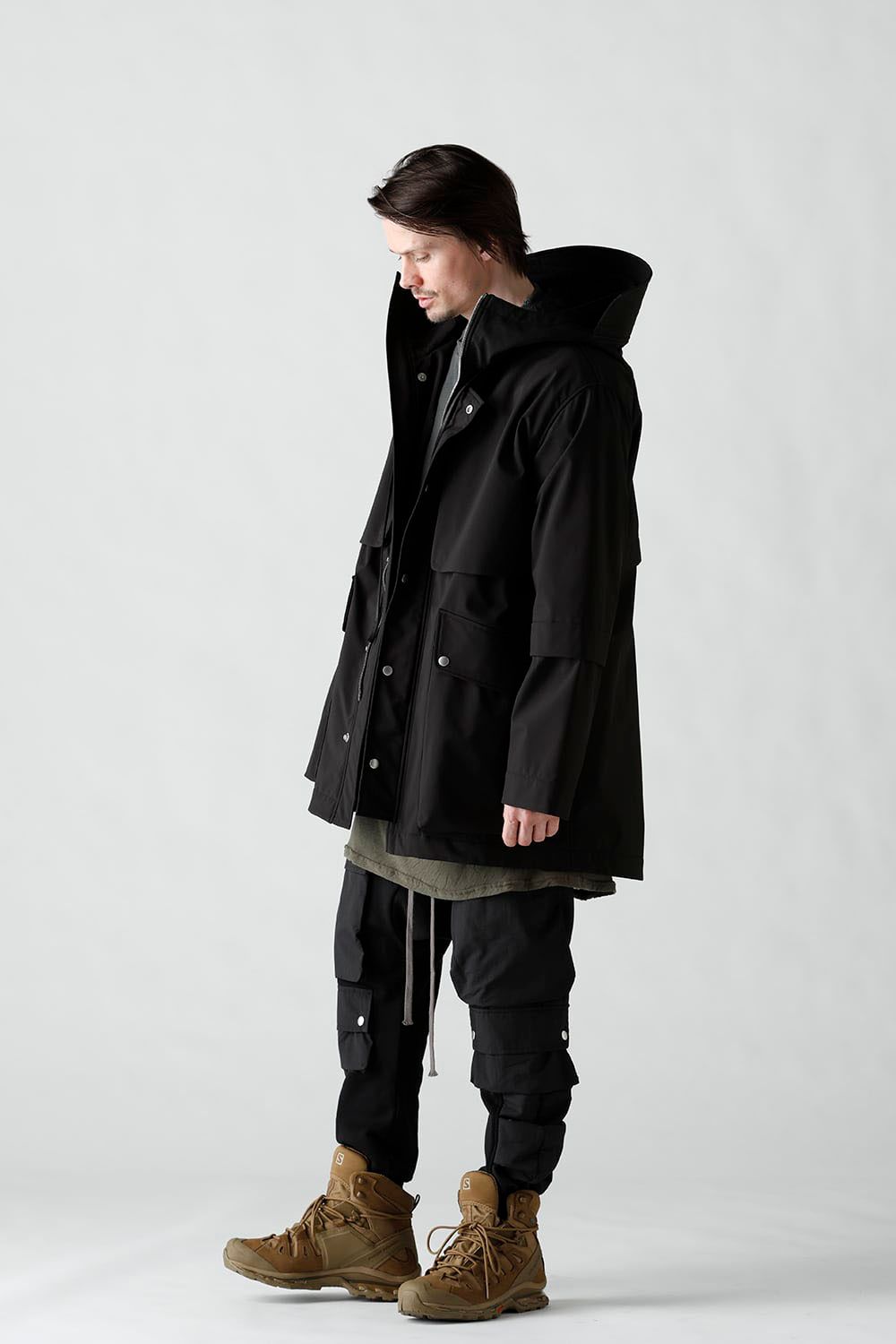 Nylon×Fleece Bonding hoodie Blouson / ブラック