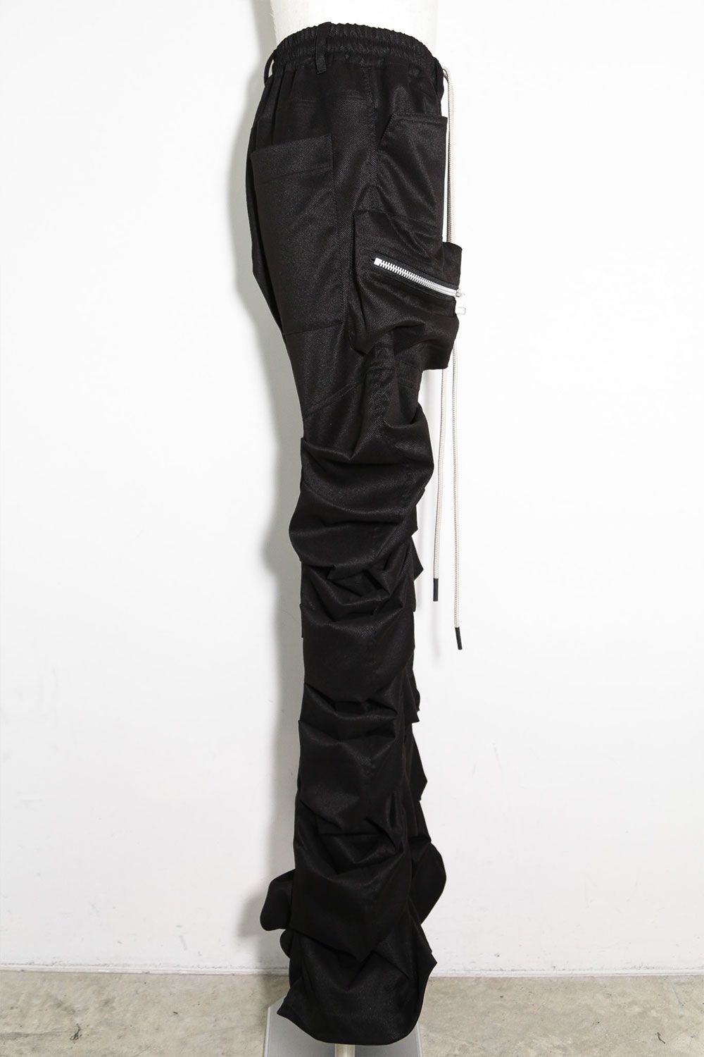ツイル"モンスタータック"フレアバギーパンツ / Twill Tuck Flare Baggy Pants / ブラック / ag-10031-3