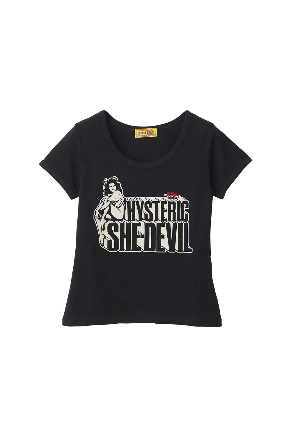 SHE DEVIL HEART刺繍 チビTシャツ / ブラック