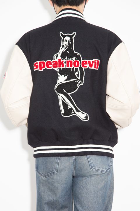 SPEAK NO EVILワッペン スタジャン / ブラック