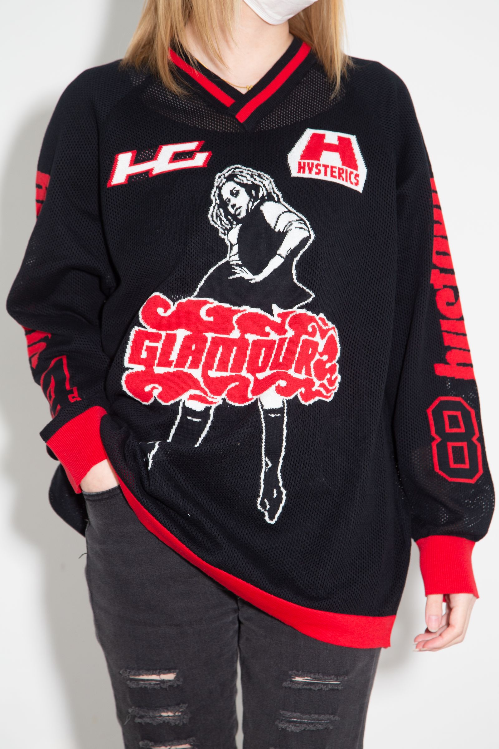 HYSTERIC84ジャカードメッシュ プルオーバー / ブラック