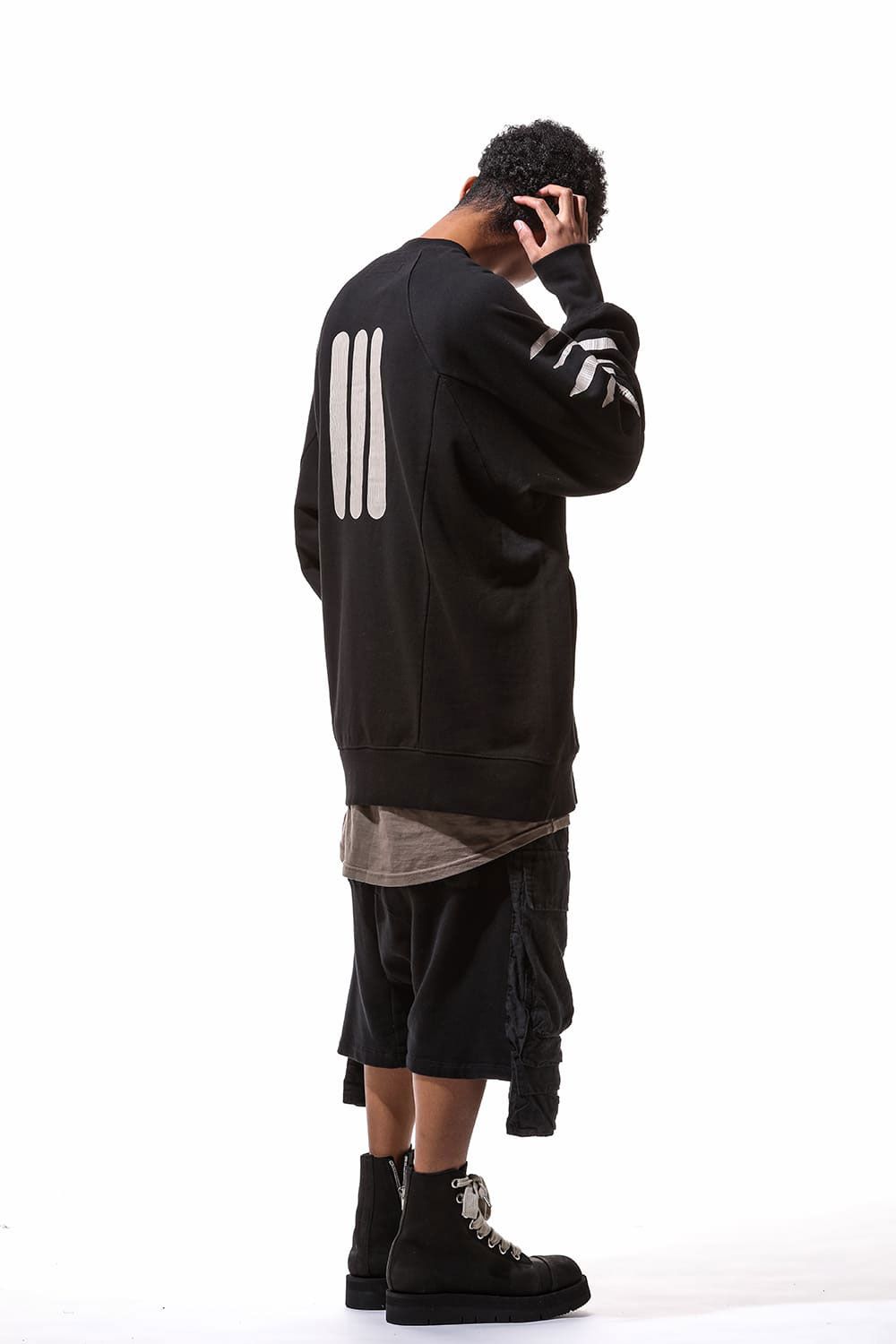 コットンリネンコンビスウェットショーツ / Linen Combi Sweat Shorts / ブラック / ag-9054