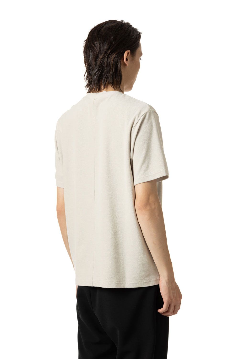 コットン/ ポリエステルハイゲージパイル スリムフィットTシャツ / ライトベージュ