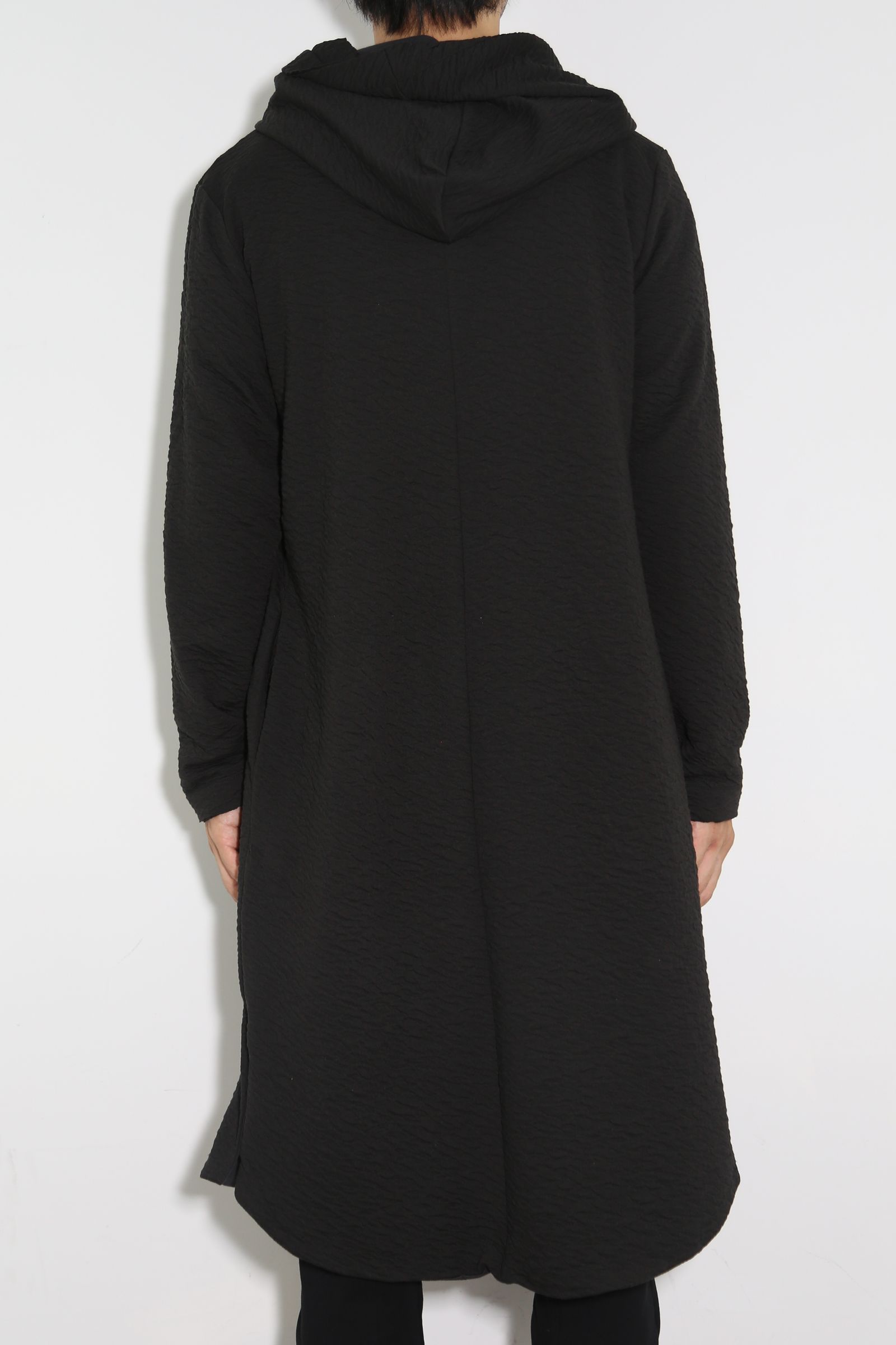 LONG CARDIGAN 223-304 / シボ加工ロングカーディガン / ブラック