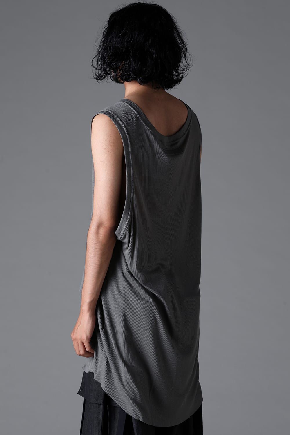 RIB LONG TANK TOP / グレー