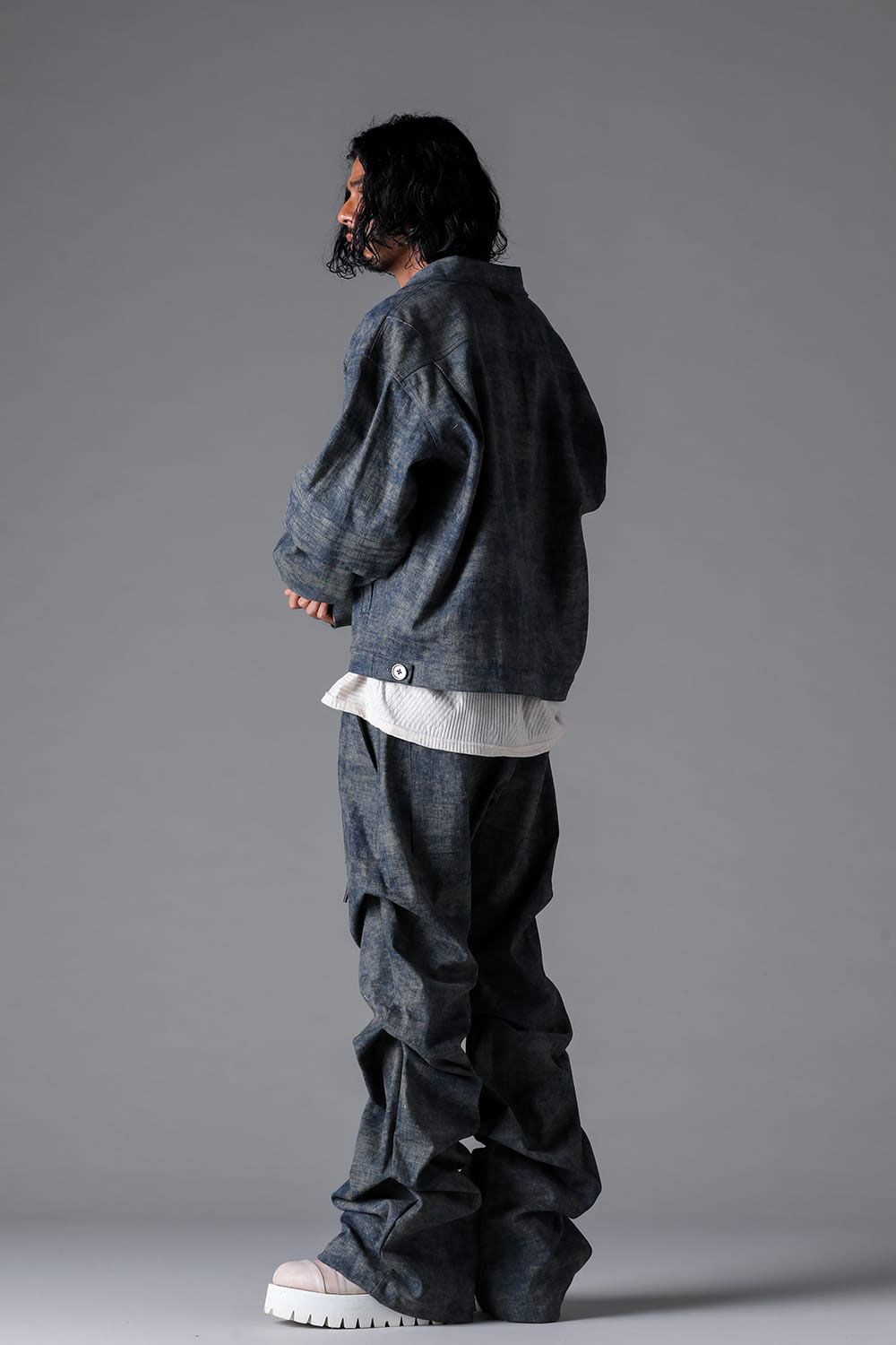 BLENDED SHADES DENIM TUCK BOOTS CUT PT / スチールブルー