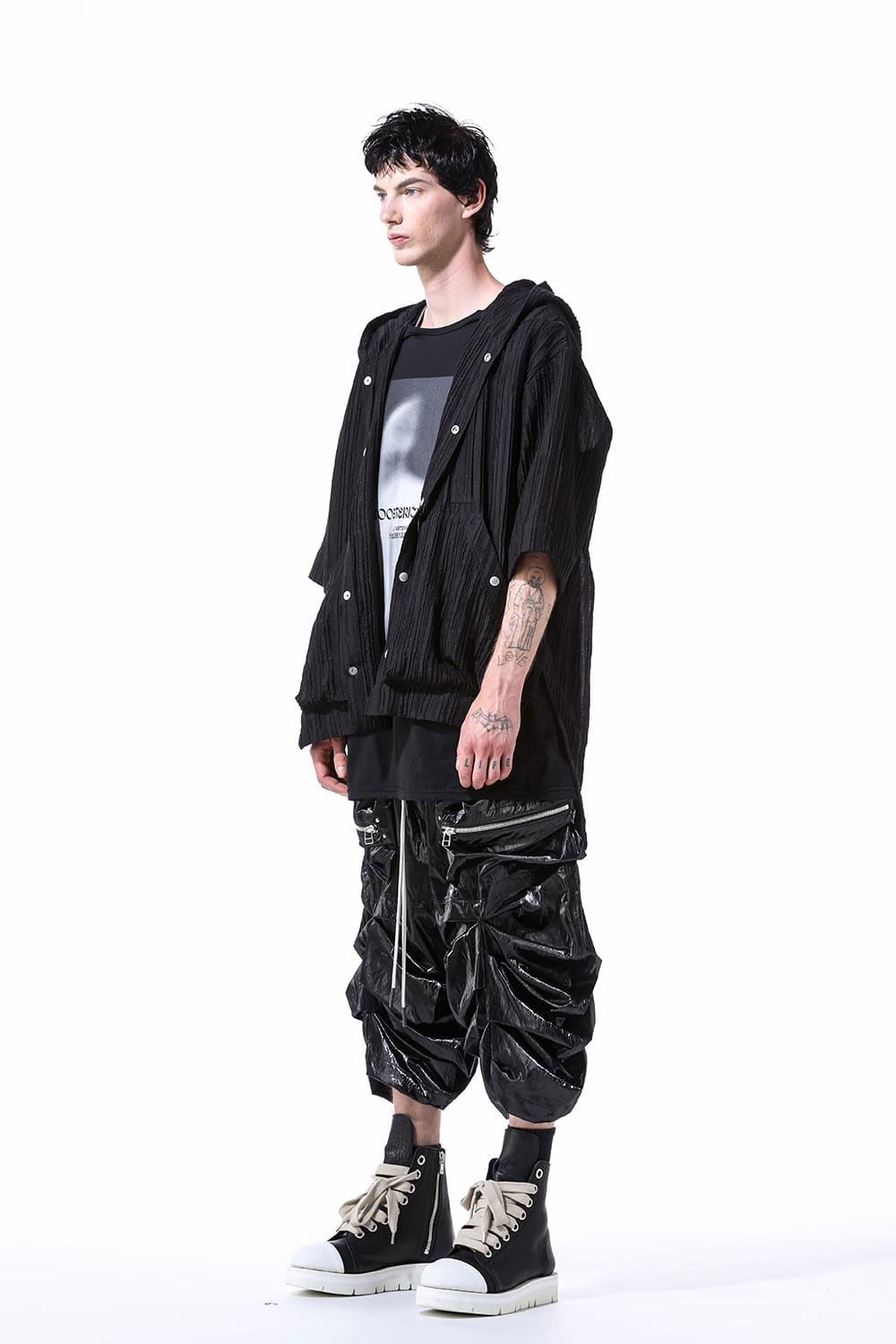 シアー楊柳シャツフーディー / Sheer Yo-Ryu Hoodie Shirts / ブラック / ag-11067