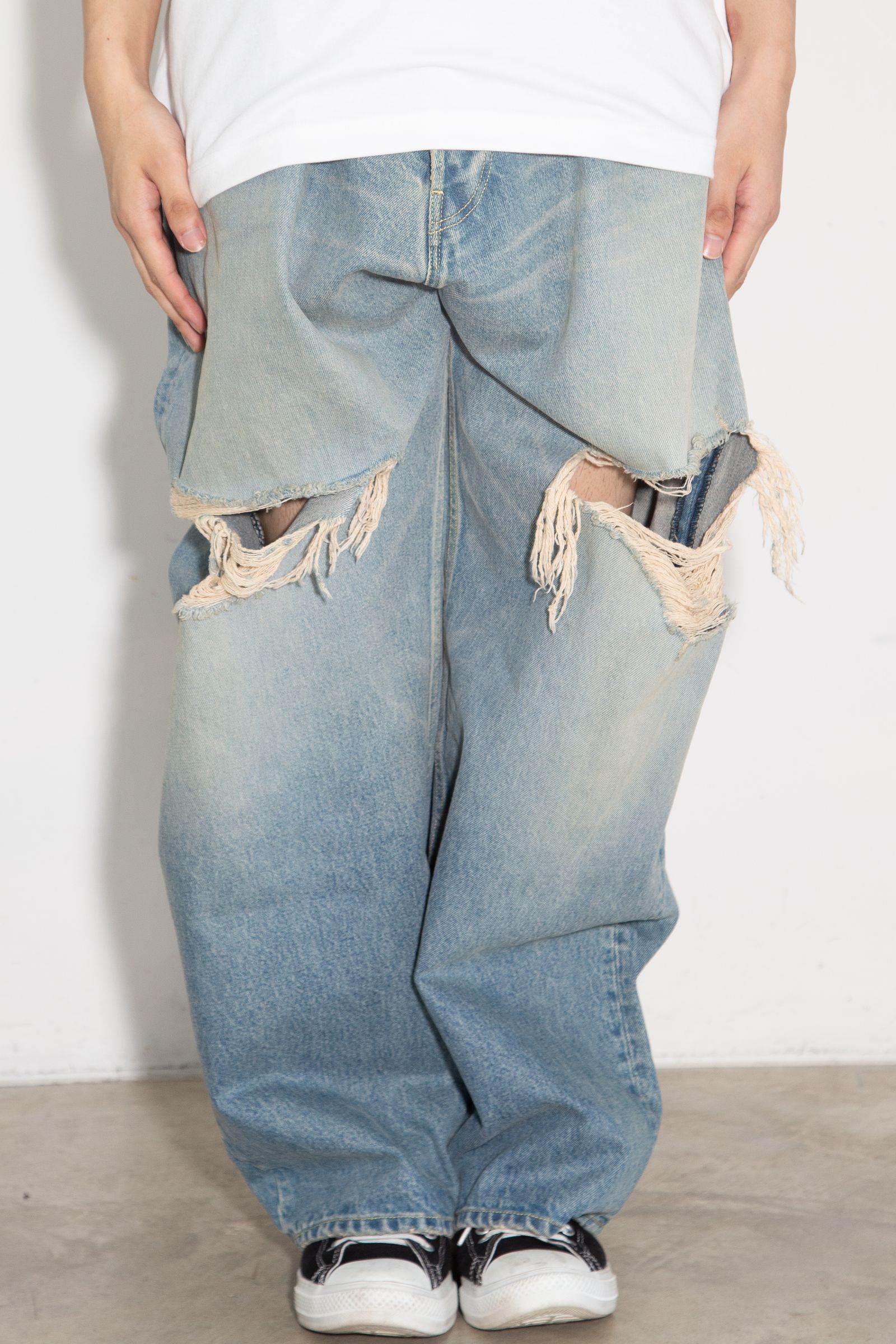 [ラスト1点 サイズ46] Damaged Buggy Denim Jeans / ブルー