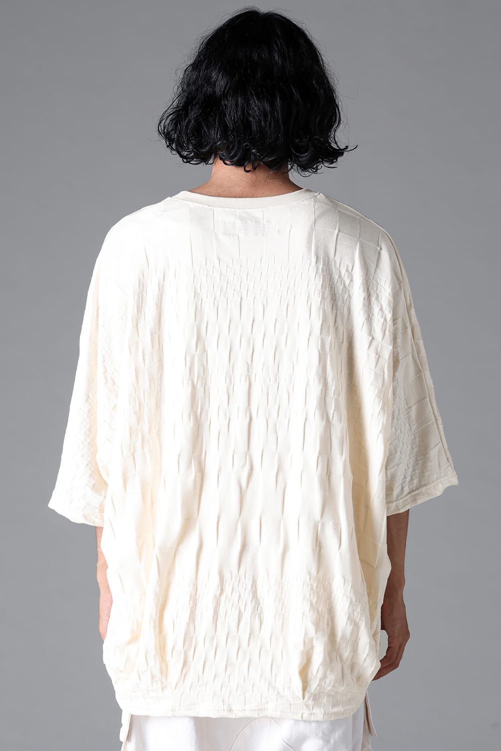 GRADIENT PLAID PATTERN DOLMAN TEE / ブラック