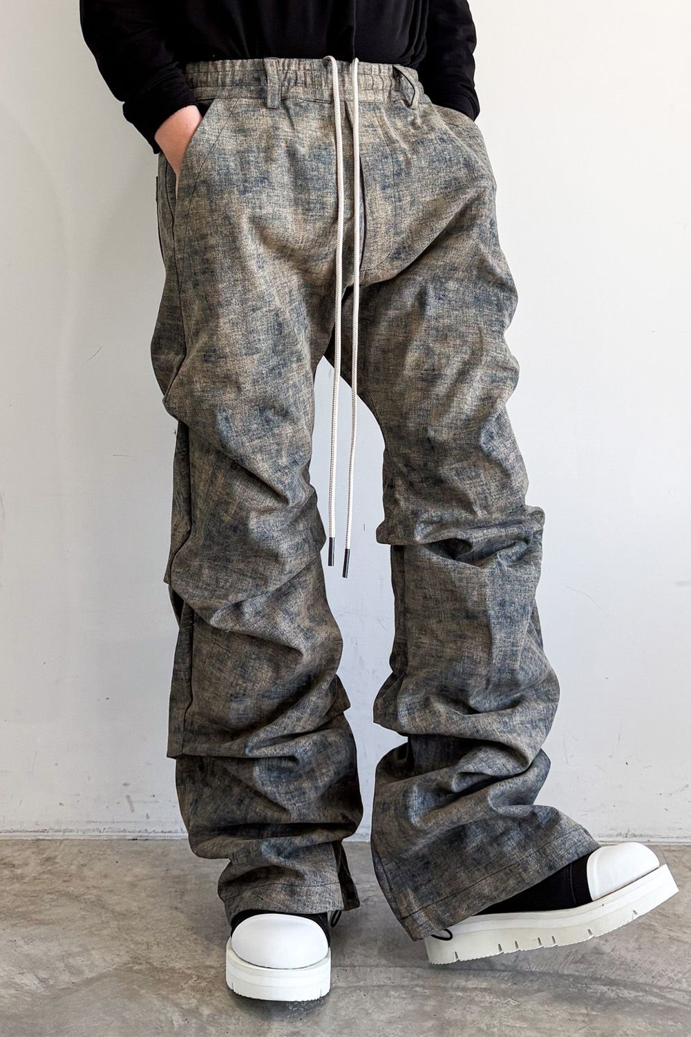 [ラスト1点 サイズ2] BLENDED SHADES DENIM TUCK BOOTS CUT PT / スチールブルー