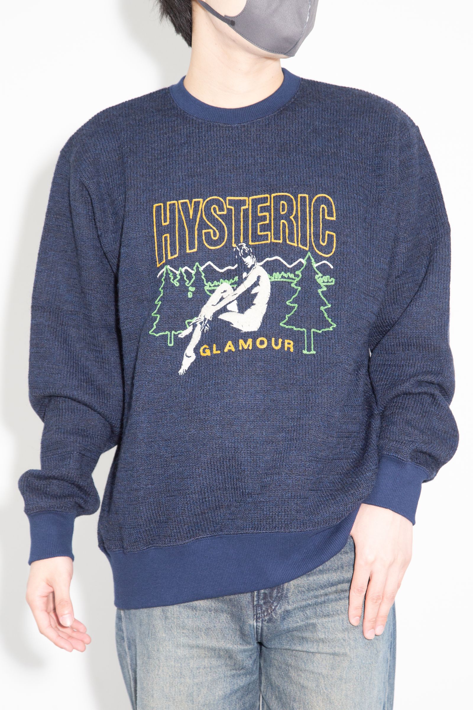 HYSTERIC GLAMOUR - CHILLIN' WEEKEND刺繍 スウェット / ブラック | Tempt