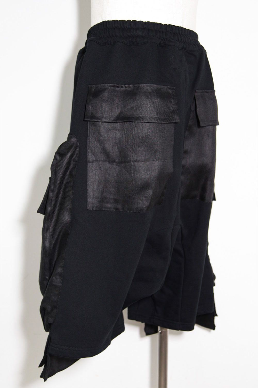 コットンリネンコンビスウェットショーツ / Linen Combi Sweat Shorts / ブラック / ag-9054