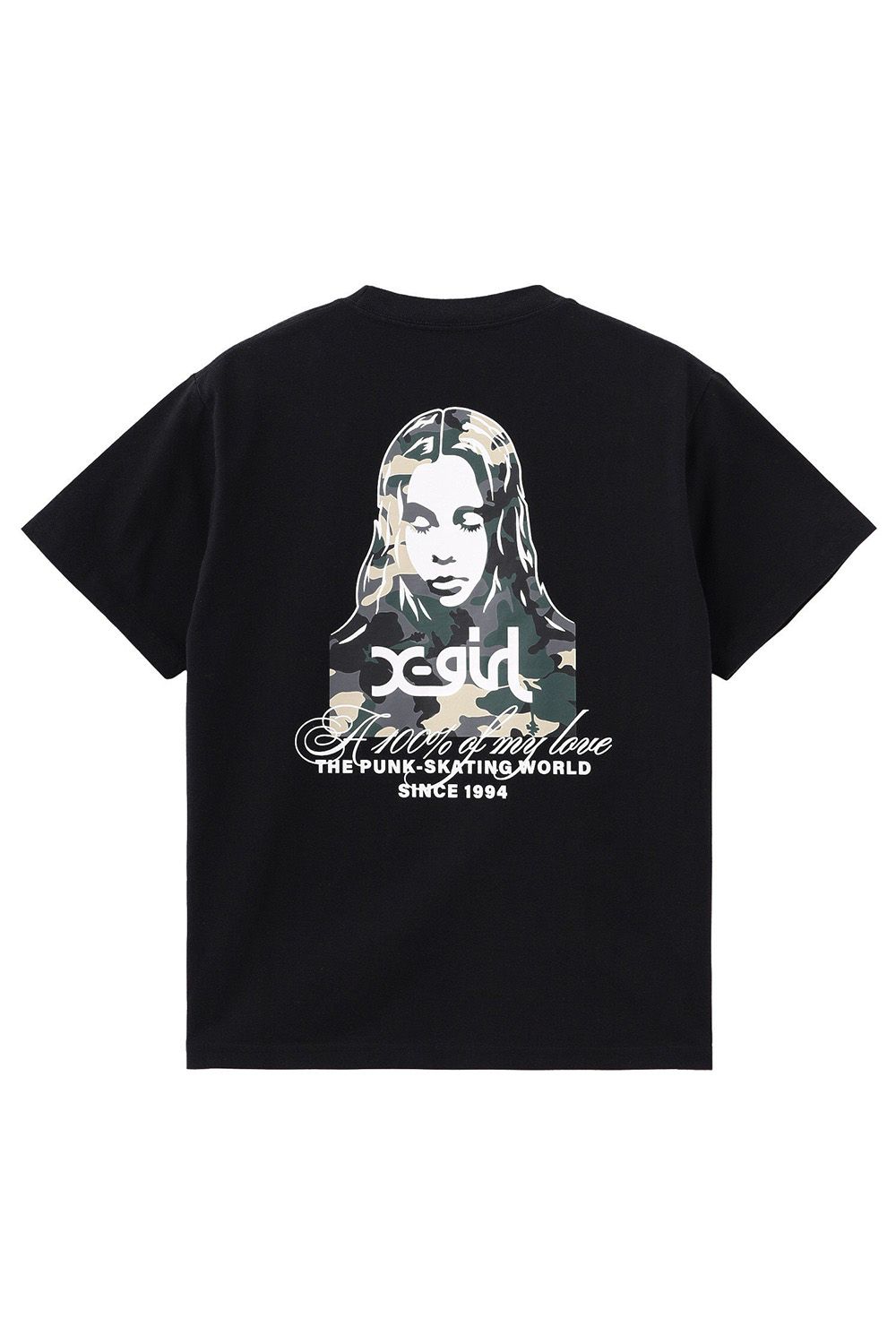 HIBISCUS CAMOUFLAGE FACE S/S TEE / ブラック