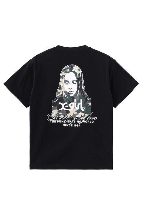HIBISCUS CAMOUFLAGE FACE S/S TEE / ブラック