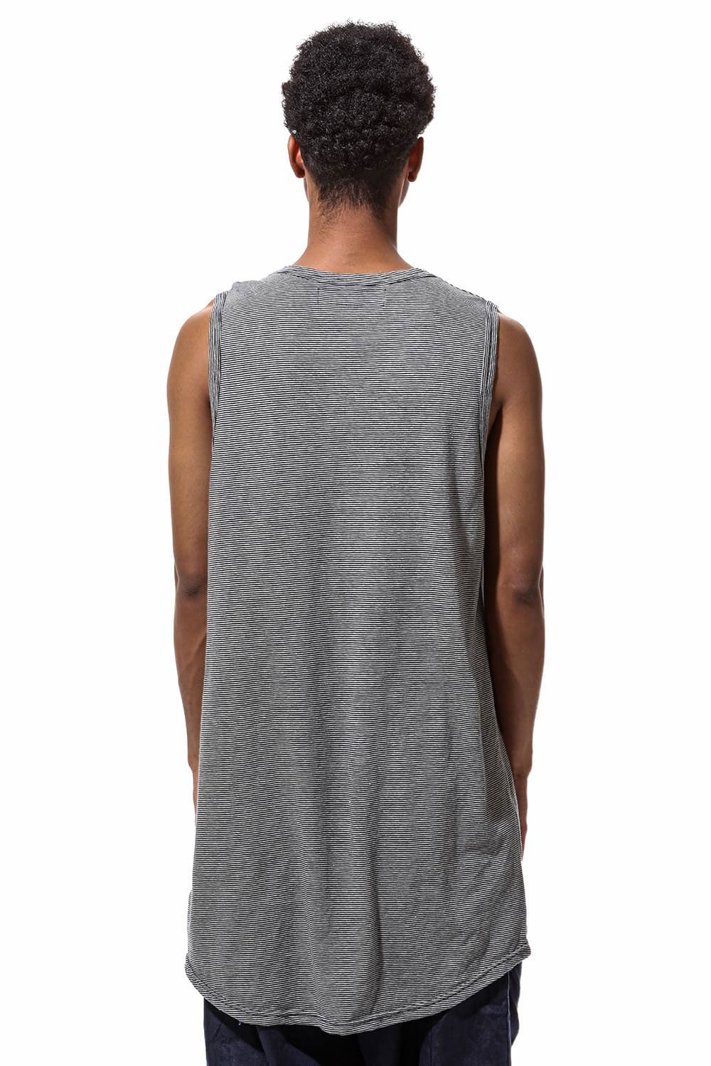 ストライプロングタンクトップ / Stripes Long Tank Top / ブラック×アイボリー