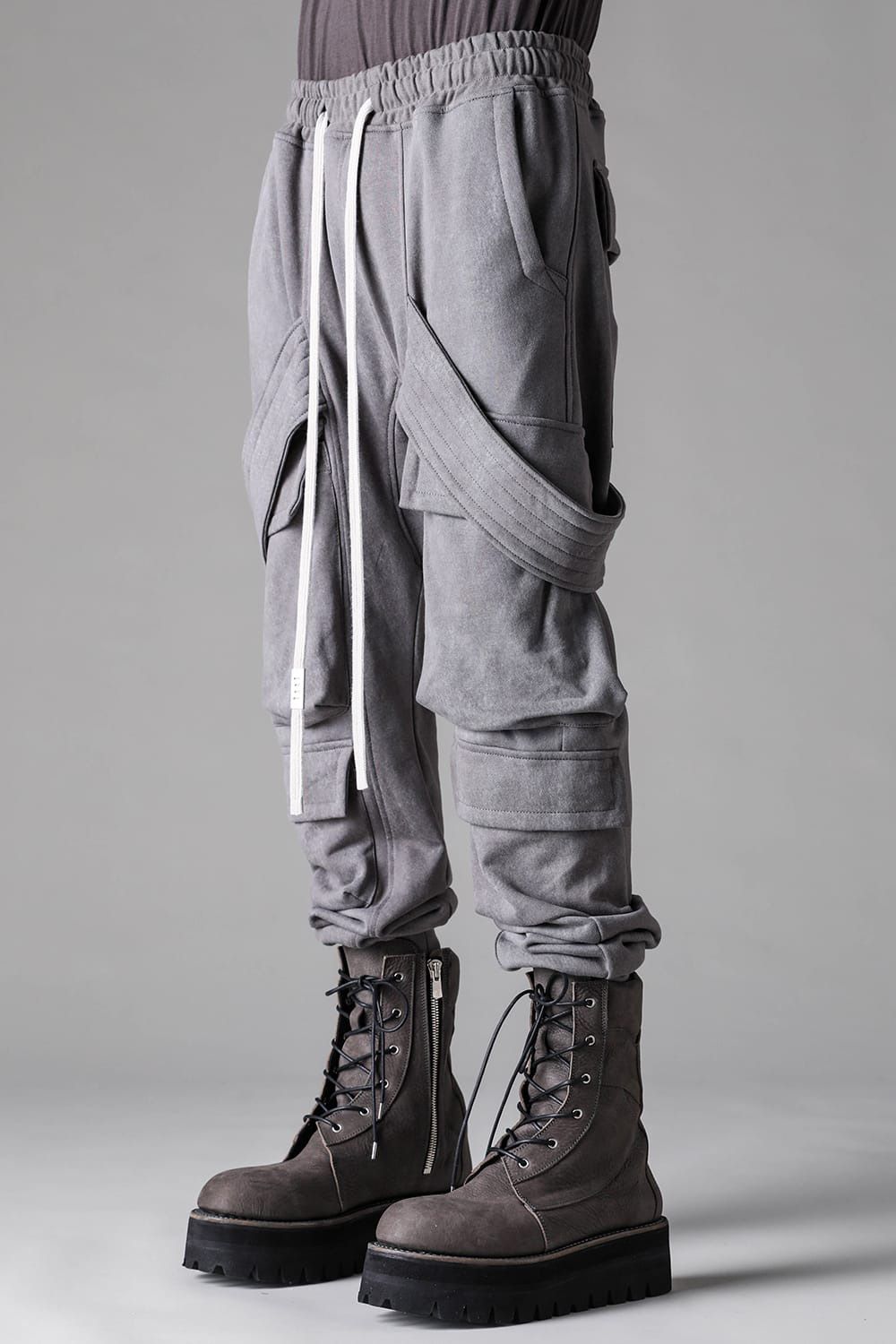 French Terry Belt Cargo Sarouel Easy Pants