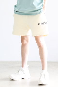 RUBBER TAG PRINT SWEAT SHORTS / クリーム