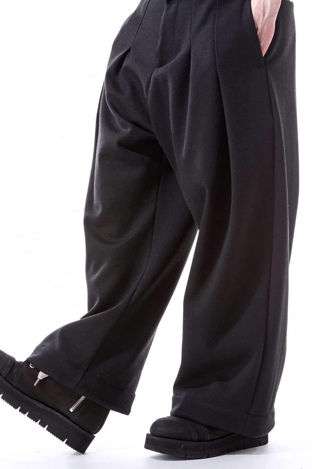 ニットタックワイドパンツ / Knitted Tuck Wide Pants / ブラック / ag-10032-2