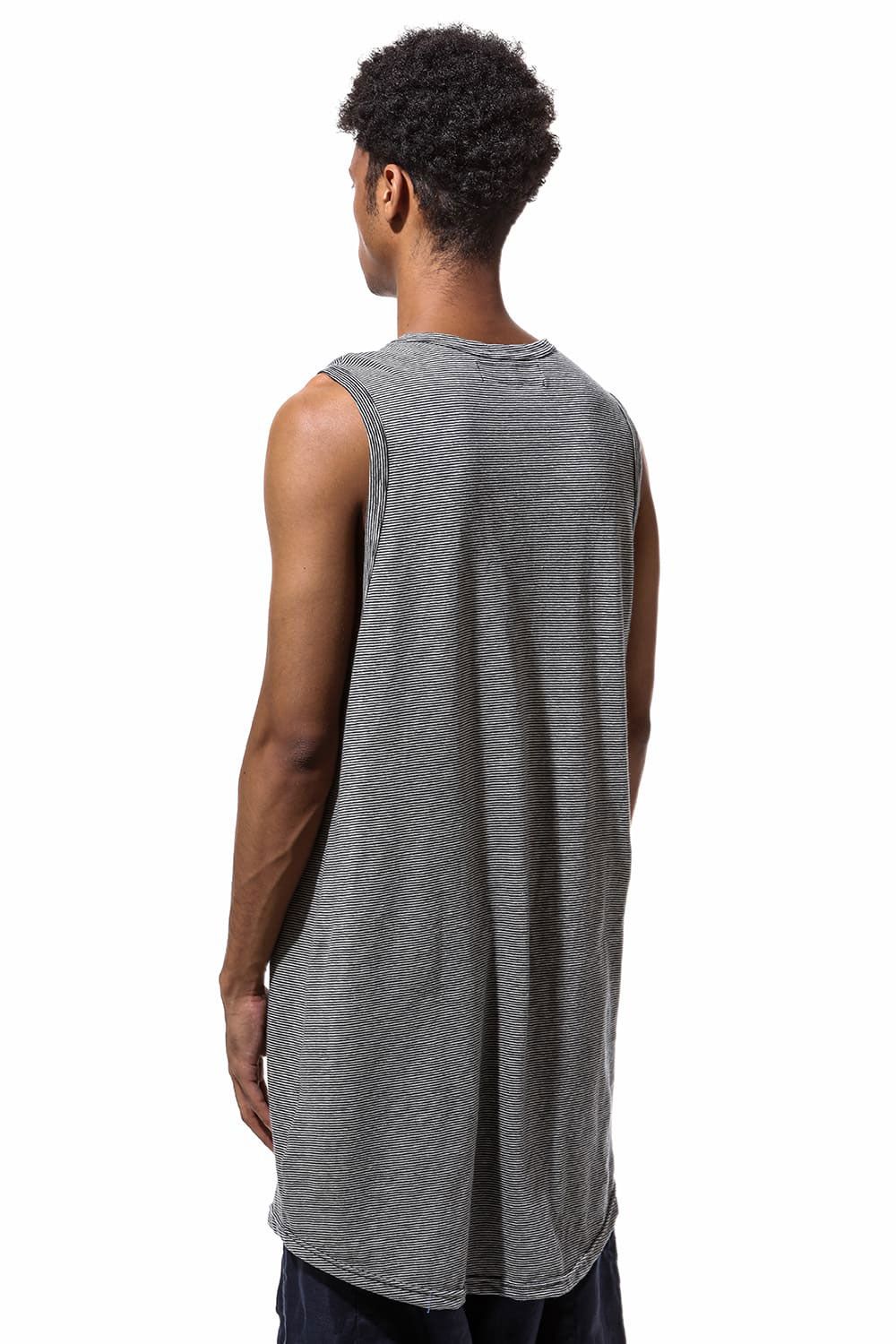 ストライプロングタンクトップ / Stripes Long Tank Top / ブラック×アイボリー