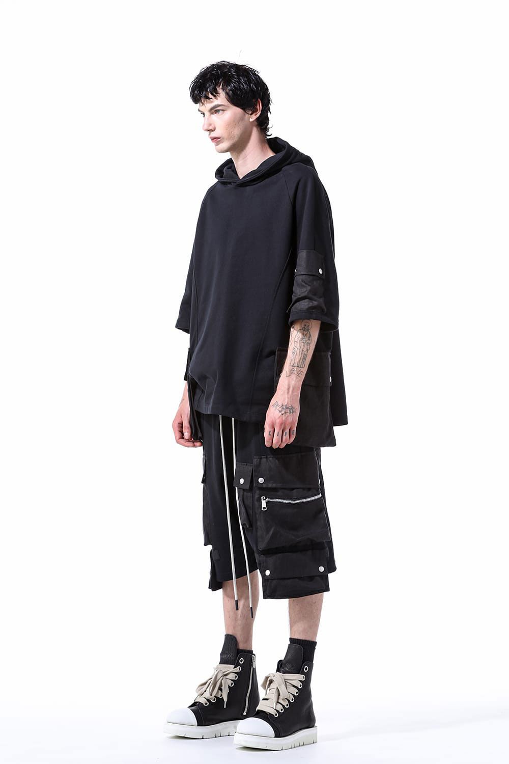 リネンコンビスウェットショーツ / Linen Combi Sweat Shorts / ブラック / ag-11035