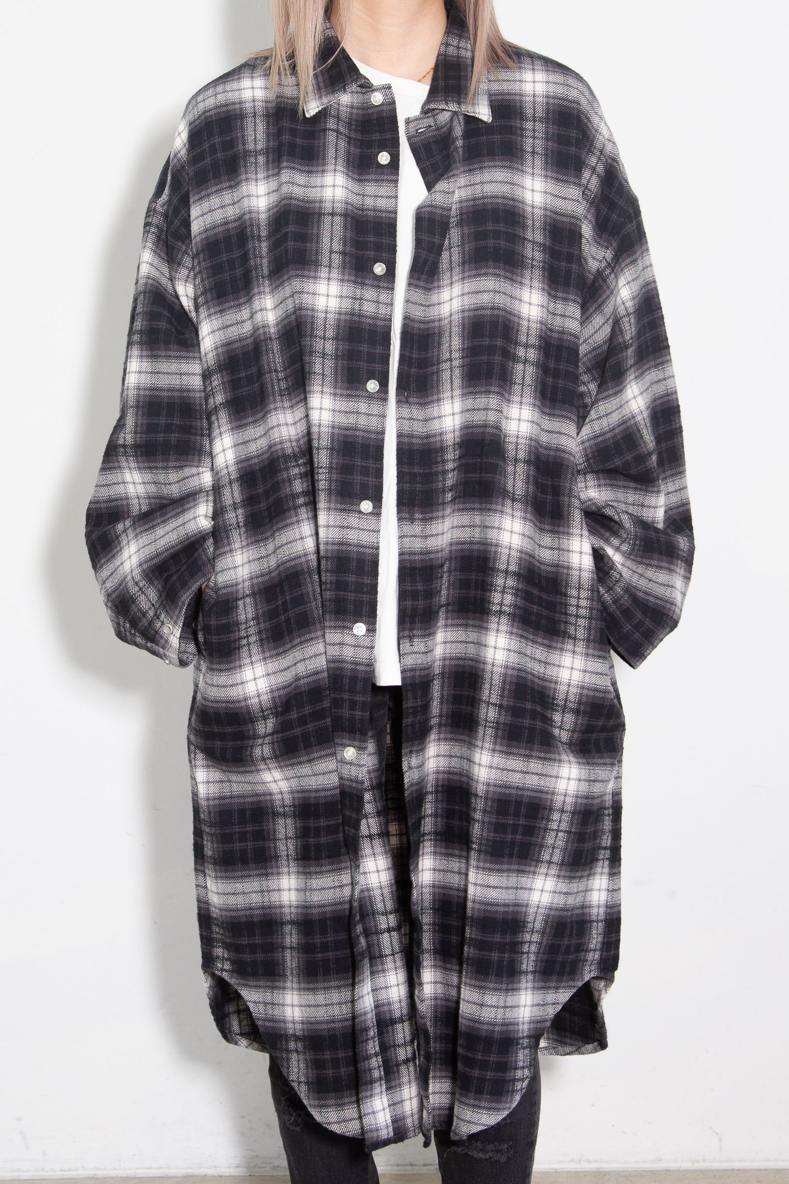 FM MONDO RADIO チェックシャツワンピース / ブラック